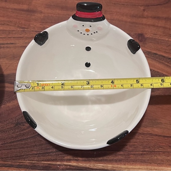 TWO (2) Magenta Ceramic Snowman Snack Bowls White/Black/Red - Picture 11 of 15